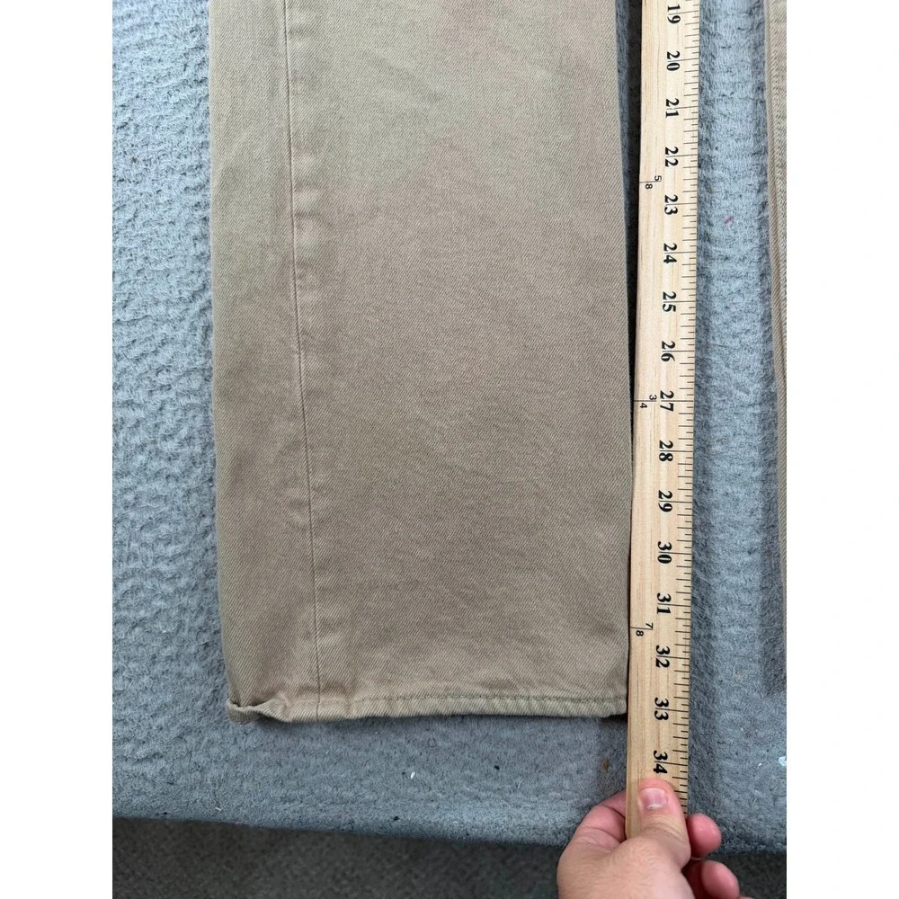 Levi's 501 Jeans Mens 34x33 Beige Denim Mid Rise Straight Leg Button Fly